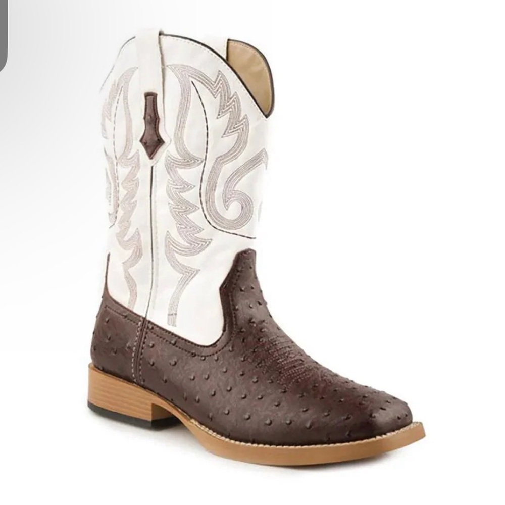 ROPER- Bump (White/Brown) - Little Kids / Big Kids Cowboy Boots size 3